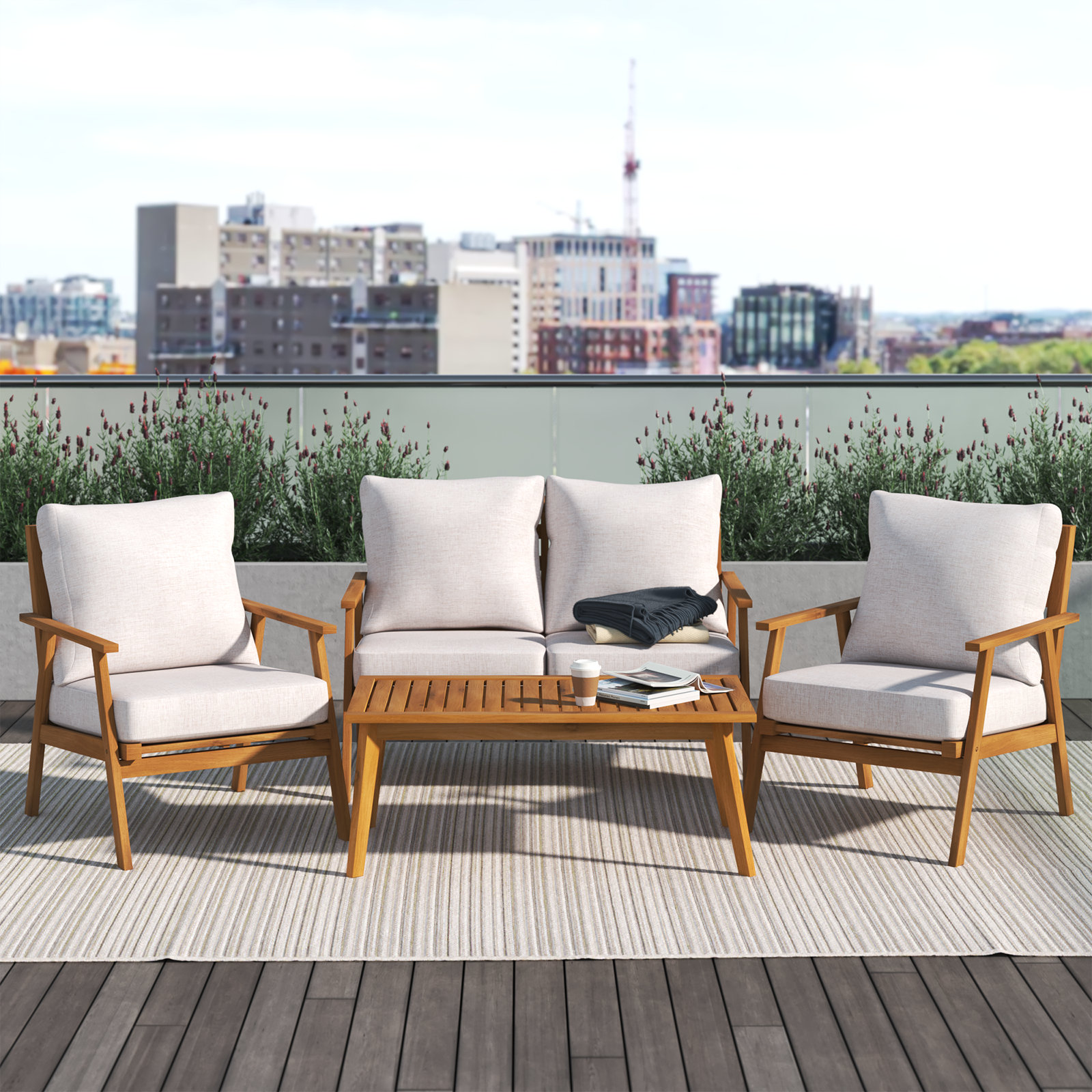Wade Logan® Avyion 4Pc Outdoor Living Set & Reviews | Wayfair